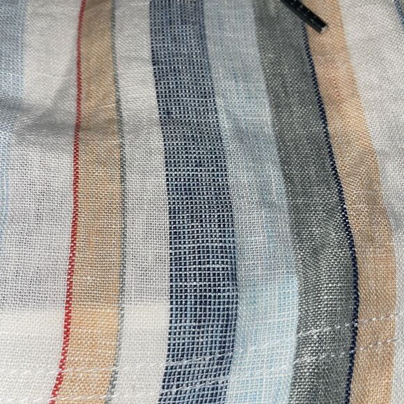 Athleta Beachside Bali Linen Shorts Women's 16 Striped with Pockets Drawstring - Picture 5 of 7